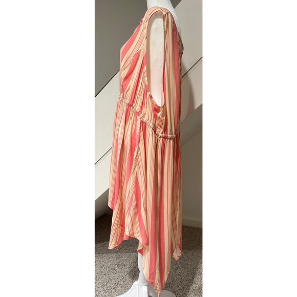 NWT Torrid Plus Challis Babydoll Hanky Hem Top Multi Stripe Pink Orange Size 4x - Picture 4 of 9
